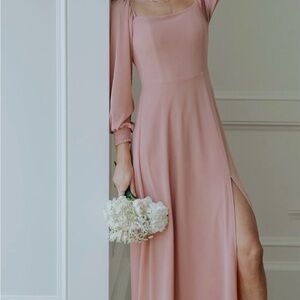 Baltic Born Elegant Pink Blush Chiffon Maxi Dress L